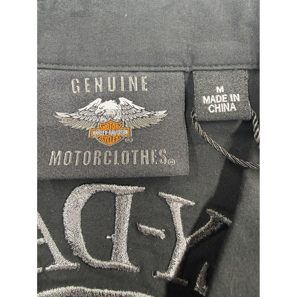 Harley Davidson Shirt women Willie G Skull Zip Front Black Gray Medium - Picture 2 of 9